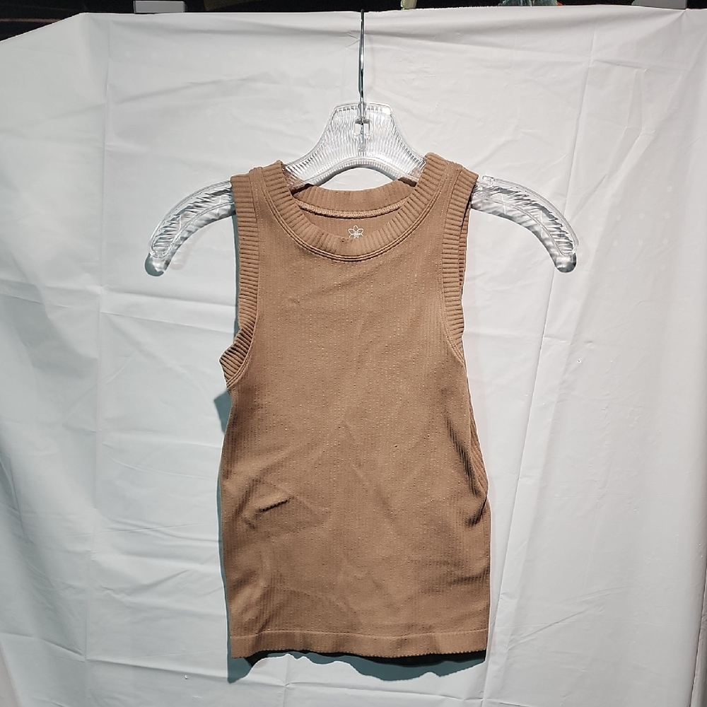 Aura Sleeveless Rib Knit Tank Top - Brown